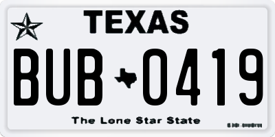 TX license plate BUB0419