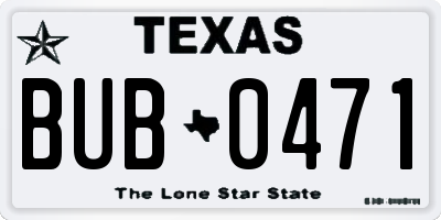 TX license plate BUB0471
