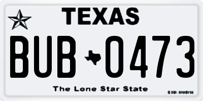 TX license plate BUB0473