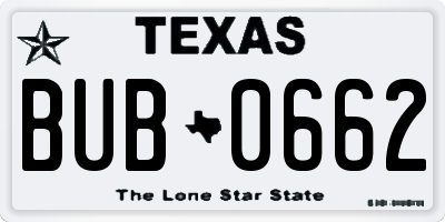 TX license plate BUB0662