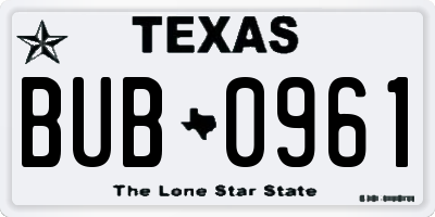TX license plate BUB0961
