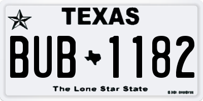 TX license plate BUB1182