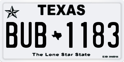 TX license plate BUB1183