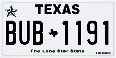 TX license plate BUB1191