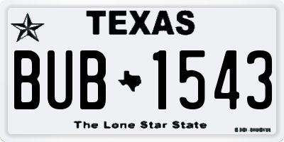 TX license plate BUB1543
