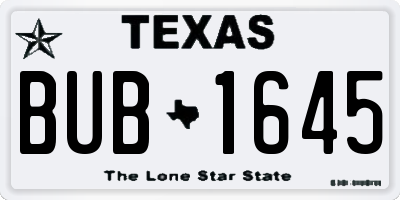 TX license plate BUB1645