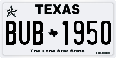 TX license plate BUB1950
