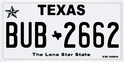 TX license plate BUB2662