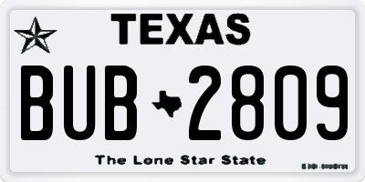 TX license plate BUB2809