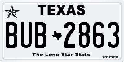 TX license plate BUB2863