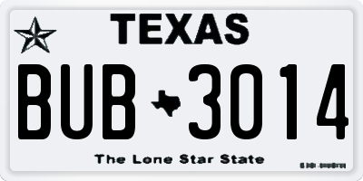 TX license plate BUB3014