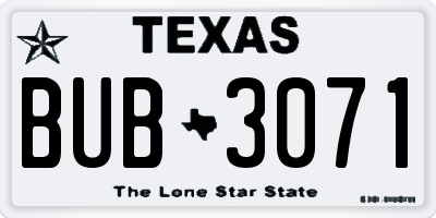 TX license plate BUB3071