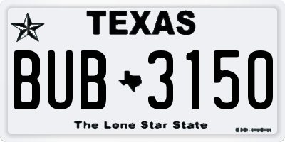TX license plate BUB3150