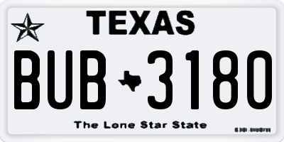TX license plate BUB3180