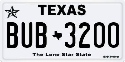 TX license plate BUB3200