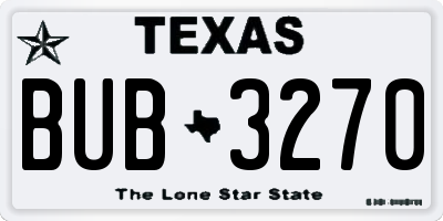 TX license plate BUB3270