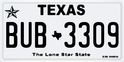 TX license plate BUB3309