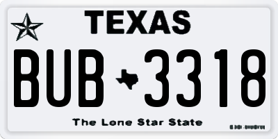 TX license plate BUB3318