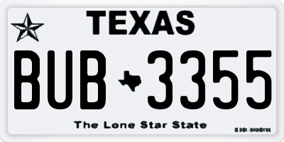 TX license plate BUB3355