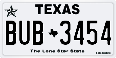 TX license plate BUB3454