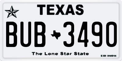 TX license plate BUB3490