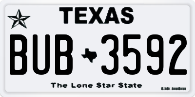 TX license plate BUB3592