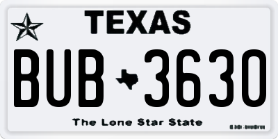 TX license plate BUB3630
