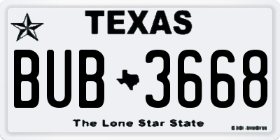 TX license plate BUB3668