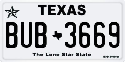 TX license plate BUB3669