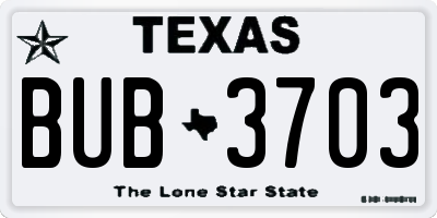 TX license plate BUB3703