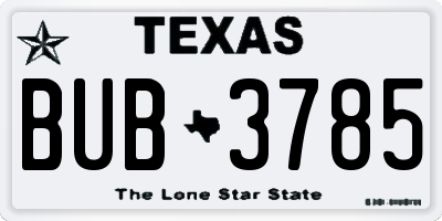 TX license plate BUB3785
