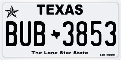 TX license plate BUB3853