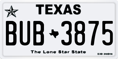 TX license plate BUB3875