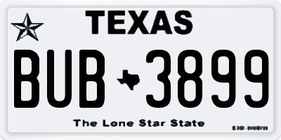 TX license plate BUB3899