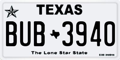 TX license plate BUB3940
