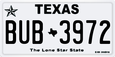 TX license plate BUB3972