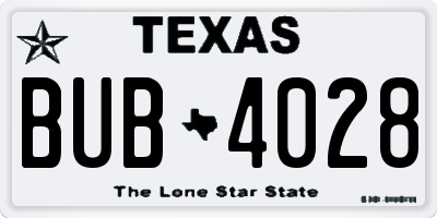 TX license plate BUB4028