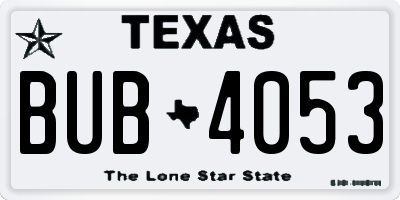 TX license plate BUB4053