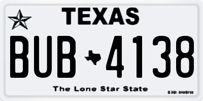 TX license plate BUB4138