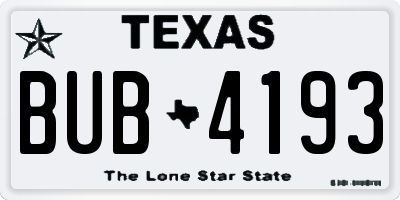TX license plate BUB4193