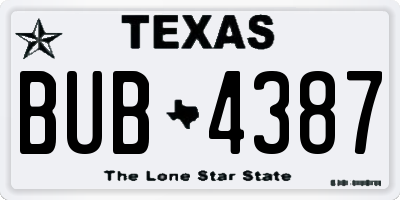 TX license plate BUB4387