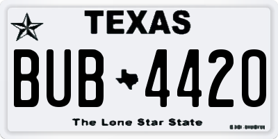 TX license plate BUB4420