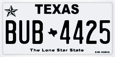 TX license plate BUB4425
