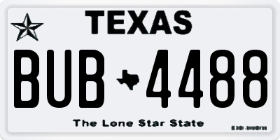 TX license plate BUB4488