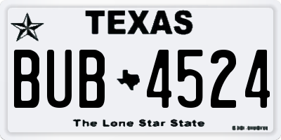 TX license plate BUB4524