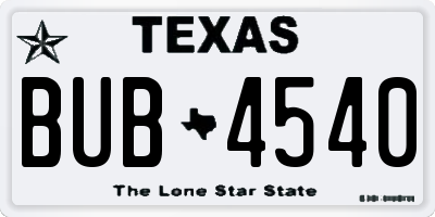 TX license plate BUB4540