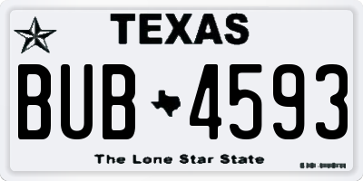TX license plate BUB4593