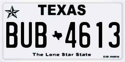 TX license plate BUB4613