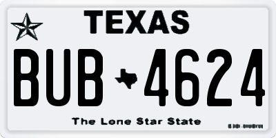 TX license plate BUB4624