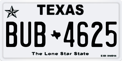 TX license plate BUB4625